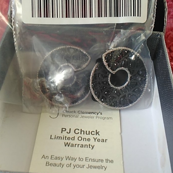 Unique Black Spinel Gemstone Swirl Hoop Earrings Sterling Silver - Picture 11 of 12